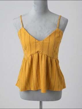 Francesca's Collections Mustard Yellow Striped Peplum Cami